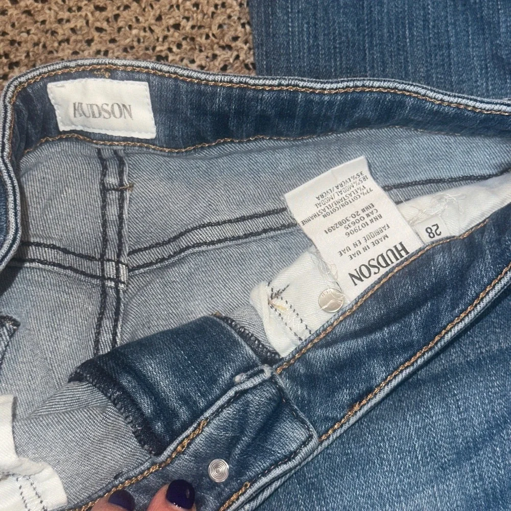 Hudson Jeans Women 28 Blue High Rise Flare Leg Stretch Denim Medium Wash 5890